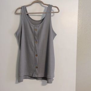 Gray Waffle Knit Tank with decorative buttons size 1X